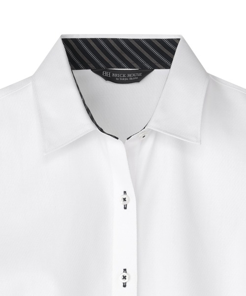 TOKYO SHIRTS(トウキョウシャツ)の「【透け防止】 形態安定ノンアイロン レギュラー 長袖ビジネスワイシャツ(ビジネスシャツ・レディース・ホワイト・LL/S/M/L/XL)」の3枚目の写真