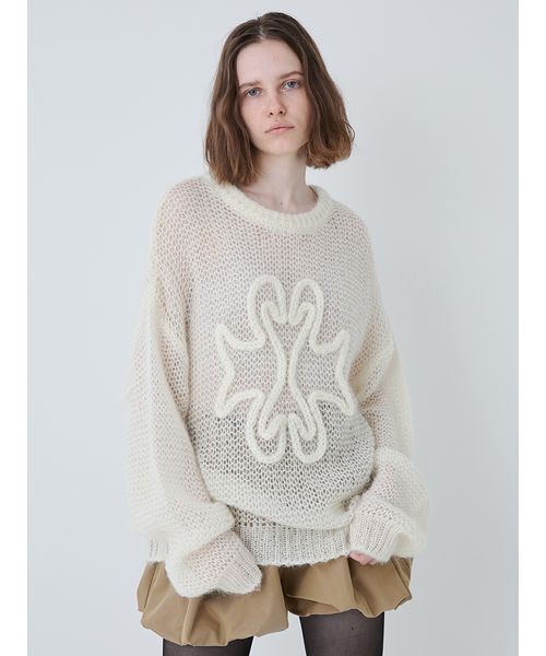 SORIN（ソリン　）の「SWAN Hand Stitch Sweater/スワンハンドステッチセーター（ニット/セーター・レディース・オフホワイト/ダークグレー/オレンジ・38）」の4枚目の写真