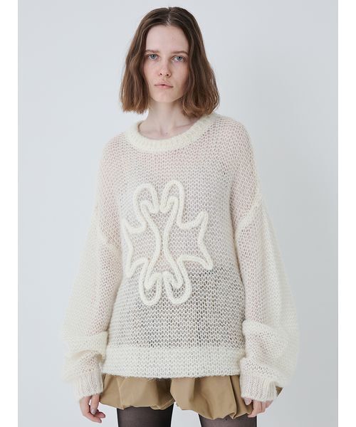 SORIN（ソリン　）の「SWAN Hand Stitch Sweater/スワンハンドステッチセーター（ニット/セーター・レディース・オフホワイト/ダークグレー/オレンジ・38）」の5枚目の写真