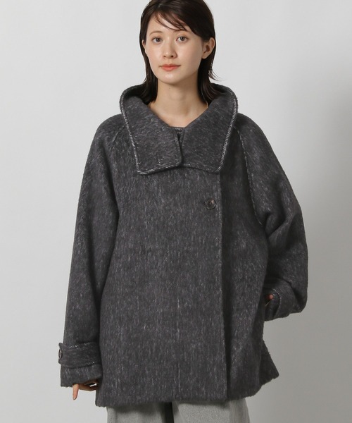 セール】シャギースタンドミドルコート / 496598（ステンカラーコート