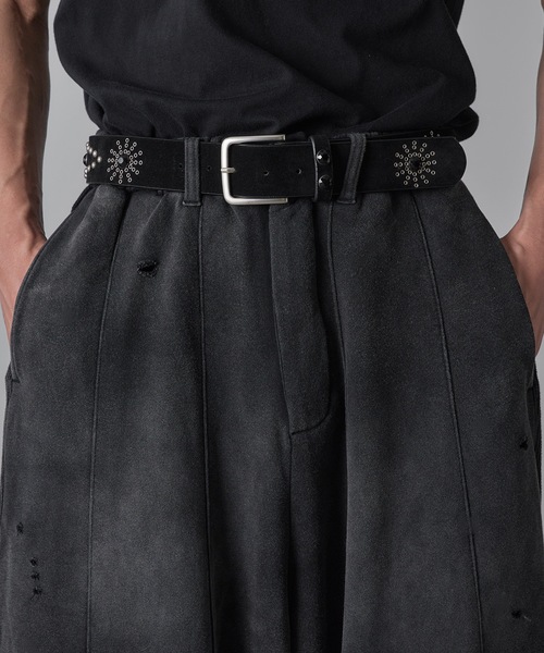 kutir（クティール）の「STUDS FAUX SUEDE DESIGN BELT／スタッズフェイクスエードデザインベルト（ベルト・メンズ・ブラック・FREE）」の18枚目の写真