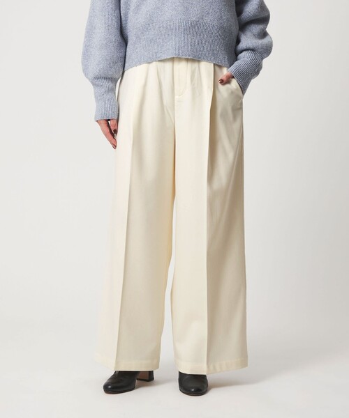 A DAY IN THE LIFE UNITED ARROWS(アデイインザライフユナイテッドアローズ)の「裏起毛 タックワイドパンツ‐ウォッシャブル‐<A DAY IN THE LIFE>(その他パンツ・レディース・その他1/その他3/オフホワイト/ブラック・S/M)」の1枚目の写真