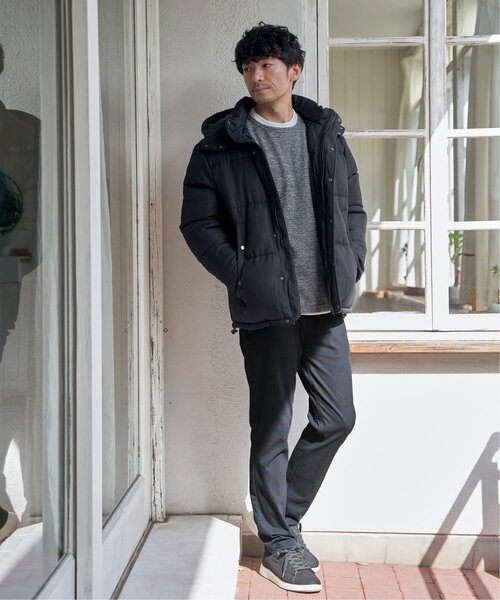 ikka（イッカ）の「【親子コーデ】sorona(R)ツイードライクブルゾン（ダウンジャケット/コート・メンズ・ブラウン/ベージュ/グレー系その他/ブラック・M/L/XL/S）」の9枚目の写真