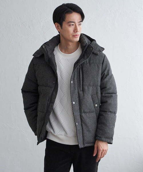 ikka（イッカ）の「【親子コーデ】sorona(R)ツイードライクブルゾン（ダウンジャケット/コート・メンズ・ブラウン/ベージュ/グレー系その他/ブラック・M/L/XL/S）」の12枚目の写真