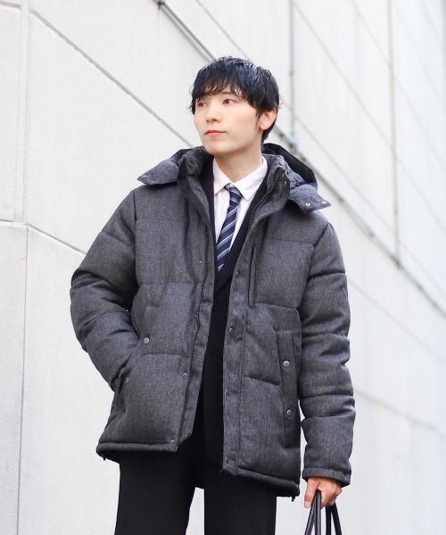 ikka（イッカ）の「【親子コーデ】sorona(R)ツイードライクブルゾン（ダウンジャケット/コート・メンズ・ブラウン/ベージュ/グレー系その他/ブラック・M/L/XL/S）」の22枚目の写真