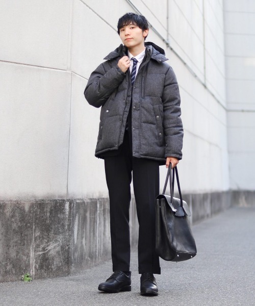 ikka（イッカ）の「【親子コーデ】sorona(R)ツイードライクブルゾン（ダウンジャケット/コート・メンズ・ブラウン/ベージュ/グレー系その他/ブラック・M/L/XL/S）」の15枚目の写真