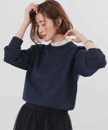 襟付きニットネイビー　新品 ZARA】の“襟付きニット”にカブり続出！ほんのりトレンドで大人も着