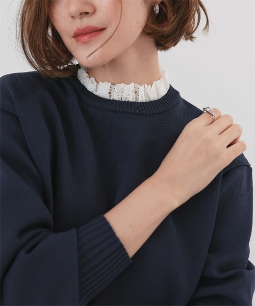UR'S(ユアーズ)の「襟付きニットプルオーバー(ニット/セーター・レディース・ブルー系その他/ネイビー/ホワイト系その他/アイボリー/ブラック/ブラック系その他・M/L/S)」の17枚目の写真