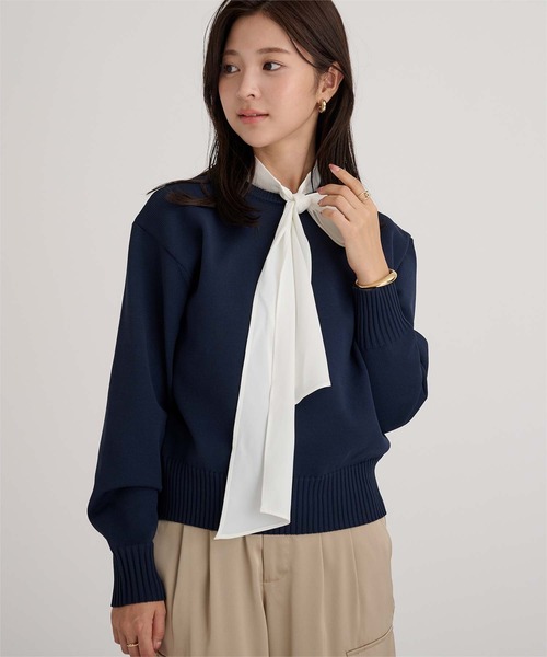 UR'S(ユアーズ)の「襟付きニットプルオーバー(ニット/セーター・レディース・ブルー系その他/ネイビー/ホワイト系その他/アイボリー/ブラック/ブラック系その他・M/L/S)」の16枚目の写真