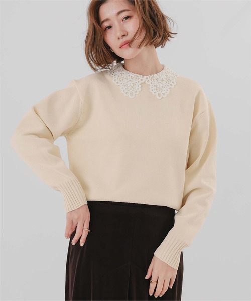 UR'S(ユアーズ)の「襟付きニットプルオーバー(ニット/セーター・レディース・ブルー系その他/ネイビー/ホワイト系その他/アイボリー/ブラック/ブラック系その他・M/L/S)」の7枚目の写真