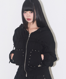 Frayed String Hooded Zip-Up White（パーカー）｜ILLIGO（イリゴ）の