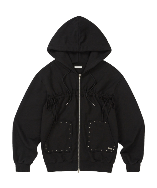 ILLIGO（イリゴ）の「フレイドストリングフードジップアップブラック（パーカー・レディース・その他・SMALL/MEDIUM）」の4枚目の写真