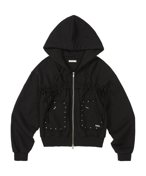 ILLIGO（イリゴ）の「フレイドストリングフードジップアップブラック（パーカー・レディース・その他・SMALL/MEDIUM）」の5枚目の写真