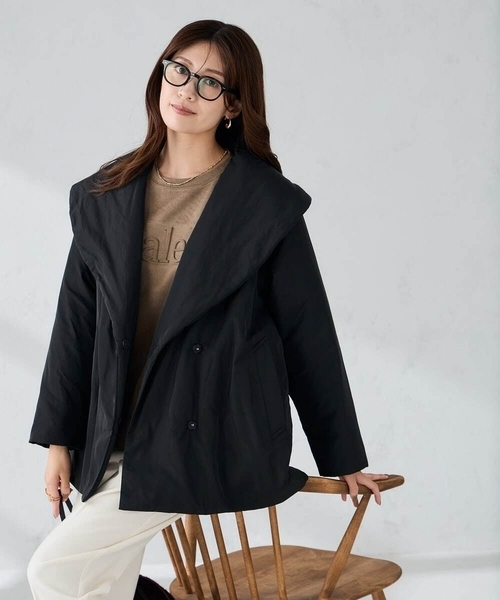 セール】ショールカラー中綿コート（ステンカラーコート）｜a.v.v