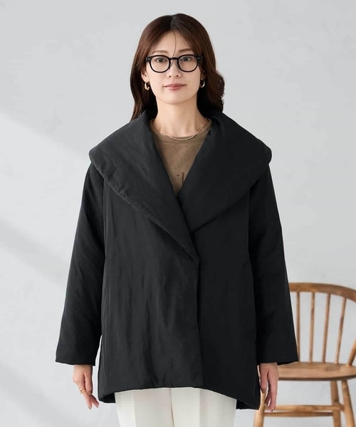 セール】ショールカラー中綿コート（ステンカラーコート）｜a.v.v