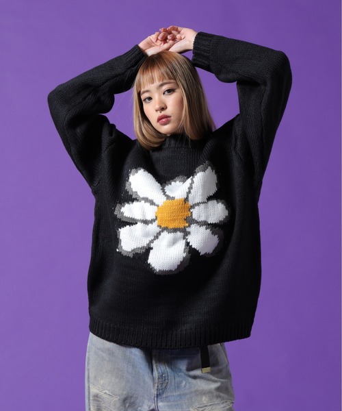 DANKE SCHON(ダンケシェーン)の「【WEB&DEPOT限定】DankeSchon/ダンケシェーン/1.5GG FLOWER KNIT(ニット/セーター・メンズ・ブラック/ホワイト系2/レッド・L/M/XL)」の3枚目の写真