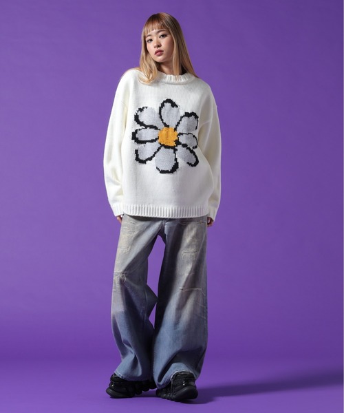 DANKE SCHON(ダンケシェーン)の「【WEB&DEPOT限定】DankeSchon/ダンケシェーン/1.5GG FLOWER KNIT(ニット/セーター・メンズ・ブラック/ホワイト系2/レッド・L/M/XL)」の18枚目の写真
