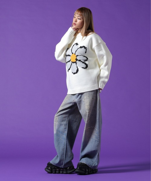 DANKE SCHON(ダンケシェーン)の「【WEB&DEPOT限定】DankeSchon/ダンケシェーン/1.5GG FLOWER KNIT(ニット/セーター・メンズ・ブラック/ホワイト系2/レッド・L/M/XL)」の20枚目の写真
