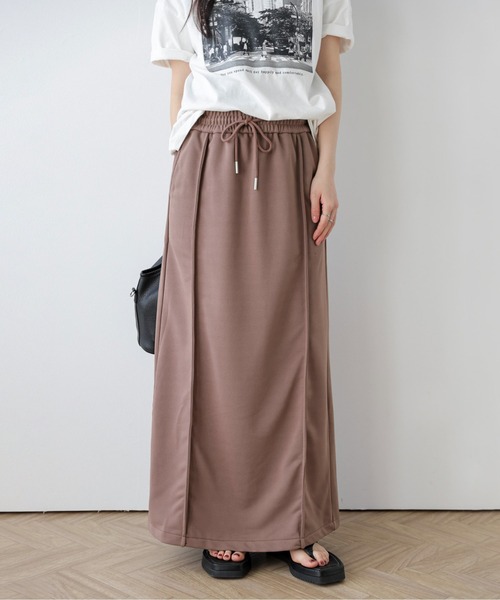 AMELY（エミリー）の「スウェット切替ロングスカート（スカート・レディース・ブラック/スモークピンク/ベージュ/グレー・M/L）」の18枚目の写真