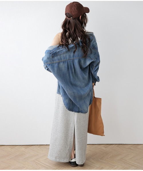 AMELY（エミリー）の「スウェット切替ロングスカート（スカート・レディース・ブラック/スモークピンク/ベージュ/グレー・M/L）」の19枚目の写真