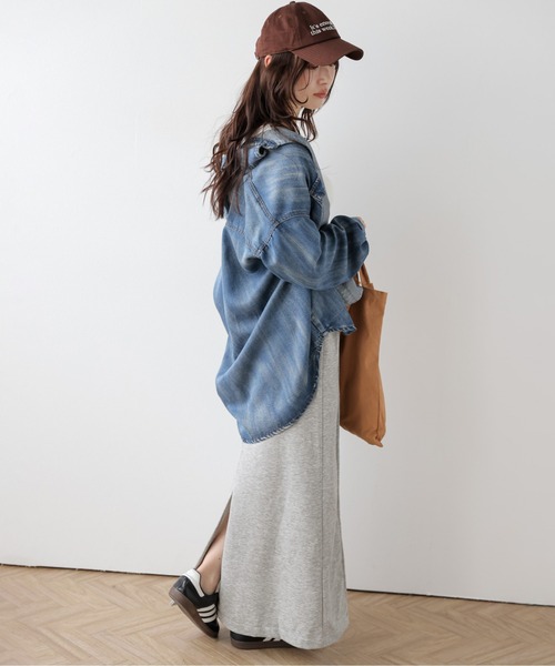 AMELY（エミリー）の「スウェット切替ロングスカート（スカート・レディース・ブラック/スモークピンク/ベージュ/グレー・M/L）」の20枚目の写真