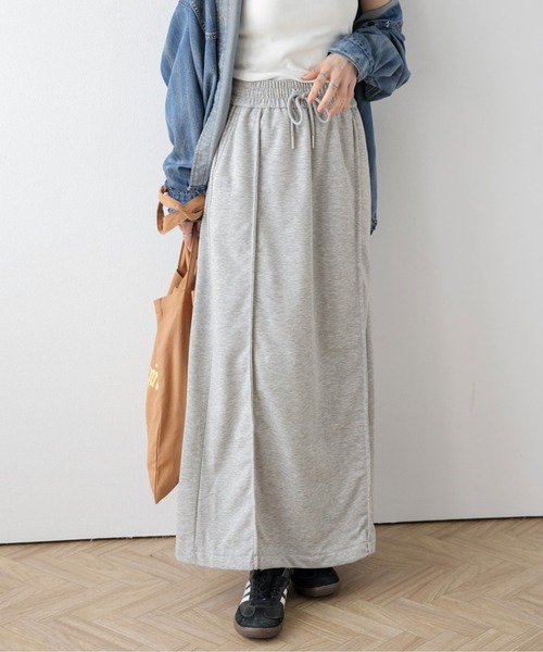 AMELY（エミリー）の「スウェット切替ロングスカート（スカート・レディース・ブラック/スモークピンク/ベージュ/グレー・M/L）」の21枚目の写真