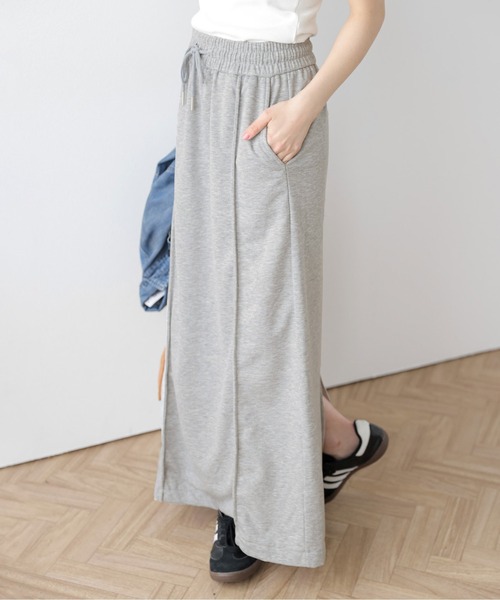AMELY（エミリー）の「スウェット切替ロングスカート（スカート・レディース・ブラック/スモークピンク/ベージュ/グレー・M/L）」の22枚目の写真