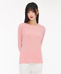 レディースレタリング長袖Tシャツ-ピンク