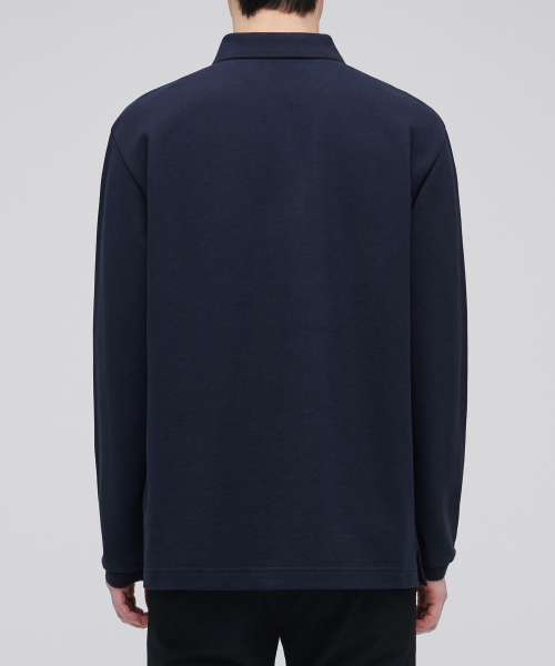 MUSINSA STANDARD（ムシンサスタンダード）の「長袖ピケポロシャツ[ネイビー]（ポロシャツ・メンズ・その他・SMALL/MEDIUM/LARGE/X-LARGE/XX-LARGE）」の2枚目の写真