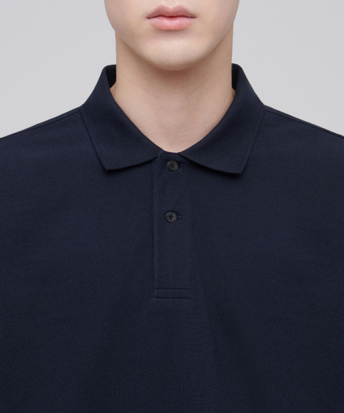 MUSINSA STANDARD（ムシンサスタンダード）の「長袖ピケポロシャツ[ネイビー]（ポロシャツ・メンズ・その他・SMALL/MEDIUM/LARGE/X-LARGE/XX-LARGE）」の3枚目の写真