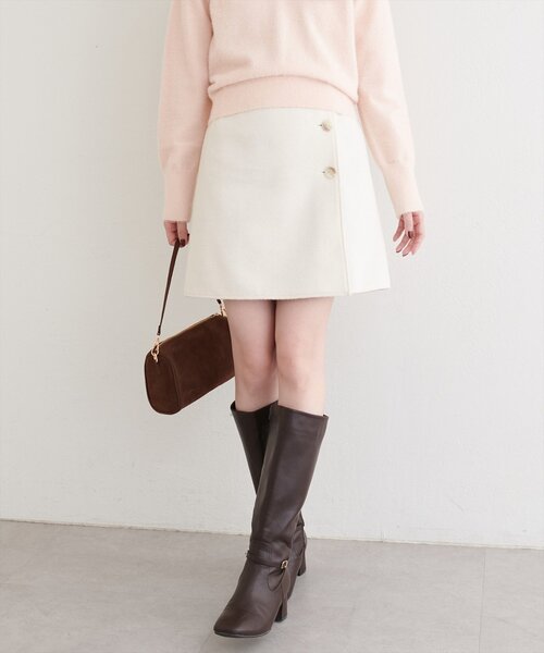 natural couture(ナチュラルクチュール)の「リバーシブルラップスカート(スカート・レディース・ブラウン/オフホワイト/チャコールグレー・FREE)」の5枚目の写真