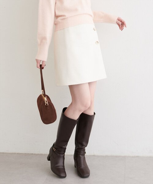 natural couture(ナチュラルクチュール)の「リバーシブルラップスカート(スカート・レディース・ブラウン/オフホワイト/チャコールグレー・FREE)」の6枚目の写真