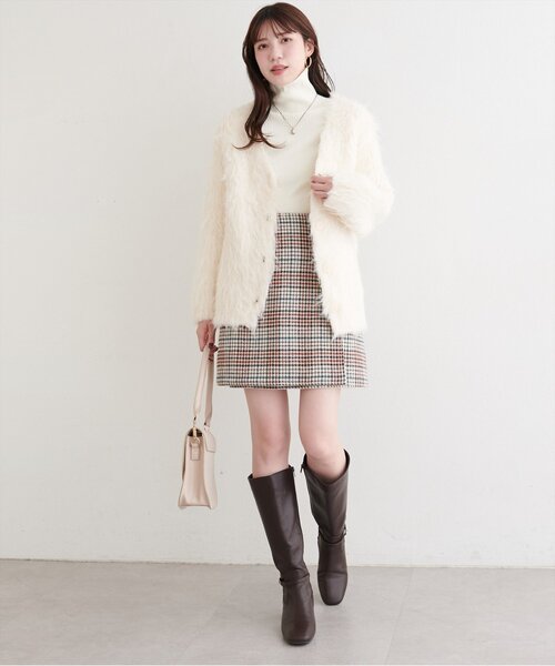 natural couture(ナチュラルクチュール)の「リバーシブルラップスカート(スカート・レディース・ブラウン/オフホワイト/チャコールグレー・FREE)」の9枚目の写真