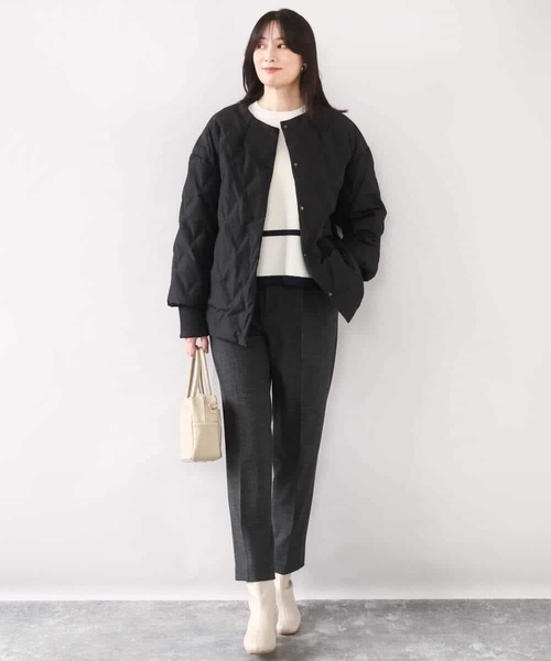MK MICHEL KLEIN(エムケーミッシェルクラン)の「ノーカラーミドル丈ダウンコート(ダウンジャケット/コート・レディース・アイボリー/ブラック・38)」の14枚目の写真
