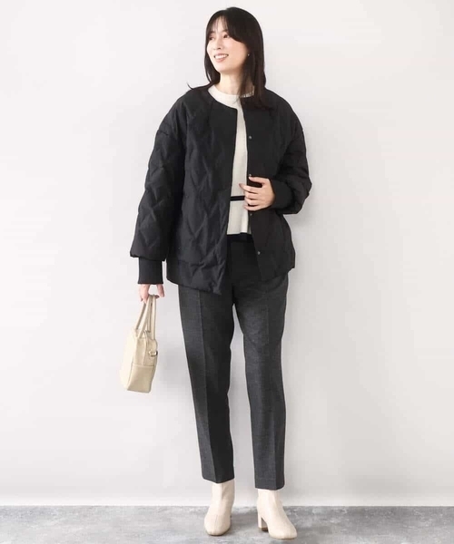 MK MICHEL KLEIN(エムケーミッシェルクラン)の「ノーカラーミドル丈ダウンコート(ダウンジャケット/コート・レディース・アイボリー/ブラック・38)」の15枚目の写真