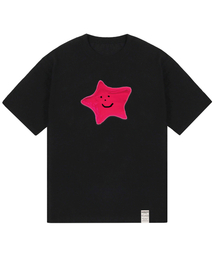 [ユニセックス]ペインティングスタースマイル半袖Tシャツ_ブラック