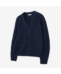 ケーブルソフトベーシックカーディガン (NAVY)