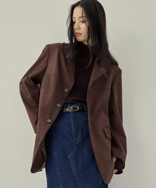 STUDIOUS（ステュディオス）の「【STUDIOUS/ステュディオス】Soft Suede Over Jacket/ソフトスエードオーバージャケット（その他アウター・レディース・ブラウン/キャメル・FREE）」の2枚目の写真