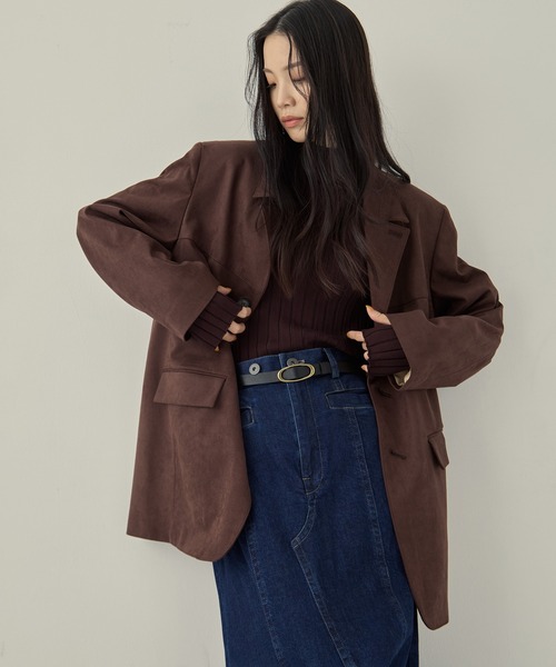 STUDIOUS（ステュディオス）の「【STUDIOUS/ステュディオス】Soft Suede Over Jacket/ソフトスエードオーバージャケット（その他アウター・レディース・ブラウン/キャメル・FREE）」の18枚目の写真