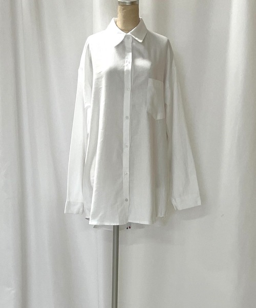 Q(キュー)の「トリコロールスリットシャツ(シャツ/ブラウス・レディース・ホワイト/オフホワイト・MEDIUM)」の3枚目の写真