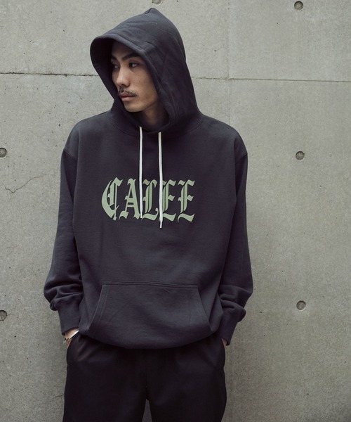 CALEE LOGO PULLOVER HD　BLACK　プルオーバーパーカー CALEE キャリー O/E LOGO HEAVY WEIGHT PULLOVER HD