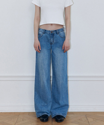 LADY VOLUME（レディーボリューム）の「ミッドライズワイドレッグジーンズ (BLUE)（デニムパンツ）」