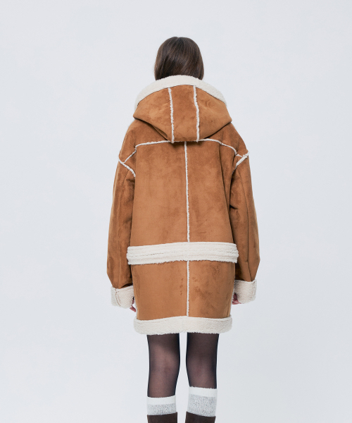 ADORABLE HOOD MUSTANG LONG COAT / CAMEL（ムートンコート）｜ARI