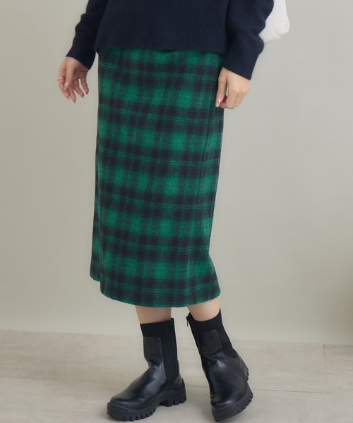 KATHARINE ROSS(キャサリンロス)の「【KATHARINE ROSS】起毛ソフトチェックスカート(スカート・レディース・ブラック/グリーン・FREE)」の1枚目の写真