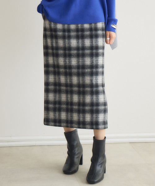 KATHARINE ROSS(キャサリンロス)の「【KATHARINE ROSS】起毛ソフトチェックスカート(スカート・レディース・ブラック/グリーン・FREE)」の2枚目の写真
