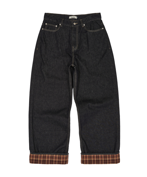 WaiKei(ワイケイ)の「チェックアップリケロールアップ生地デニムパンツ(デニムパンツ・レディース・その他・1/2/4/3)」の5枚目の写真