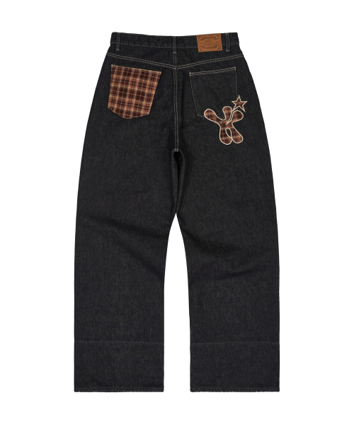 WaiKei(ワイケイ)の「チェックアップリケロールアップ生地デニムパンツ(デニムパンツ・レディース・その他・1/2/4/3)」の6枚目の写真