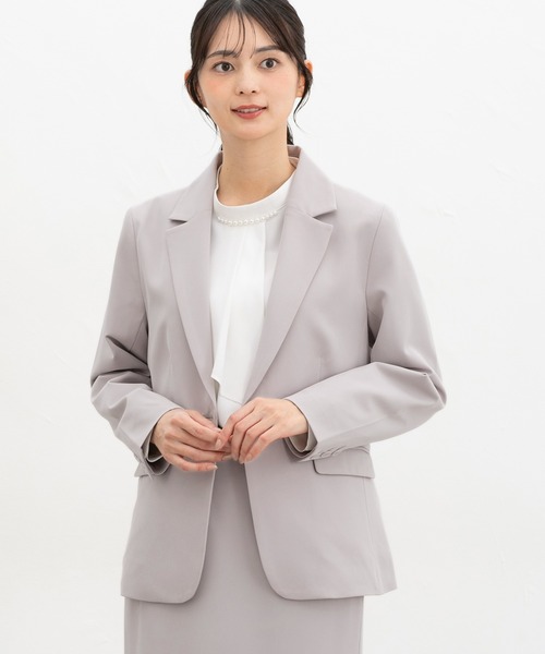 Honeys(ハニーズ)の「【ストレッチ・ウォッシャブル・イージーケア】1つ釦テーラードジャケット(テーラードジャケット・レディース・ライトグレー系2/ダークベージュ/ネイビー/ライトグレー系1/ブラック・L/LL/M/S/3L)」の4枚目の写真