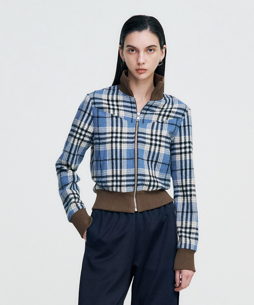 KIMZISU（キムジス）の「Plaid Check Flannel Zip-Up Jacket _ SKY BLUE（その他アウター・レディース・スカイブルー・SMALL/MEDIUM）」の2枚目の写真