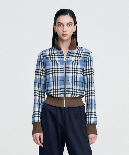 KIMZISU（キムジス）の「Plaid Check Flannel Zip-Up Jacket _ SKY BLUE（その他アウター・レディース・スカイブルー・SMALL/MEDIUM）」の3枚目の写真